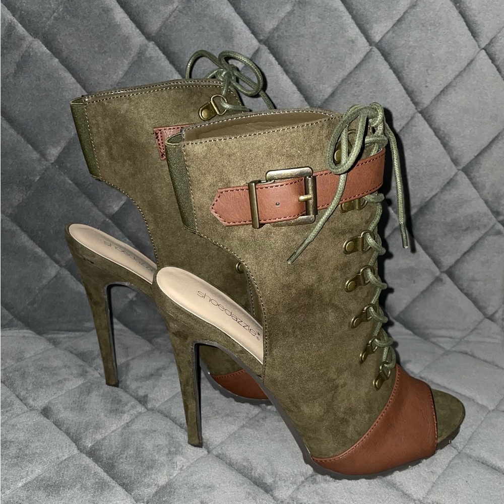 Open Toe Suede Booties - Picture 3 of 8